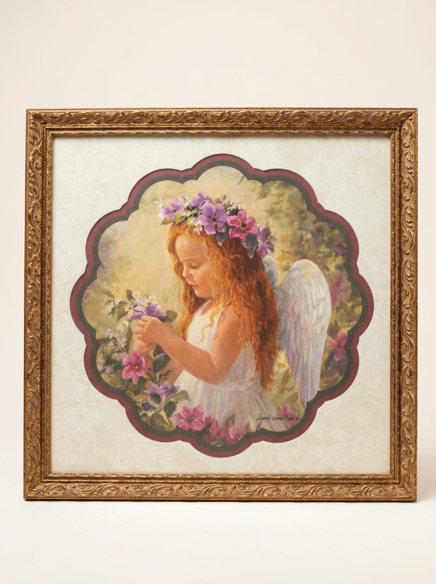 Framed flower angel print